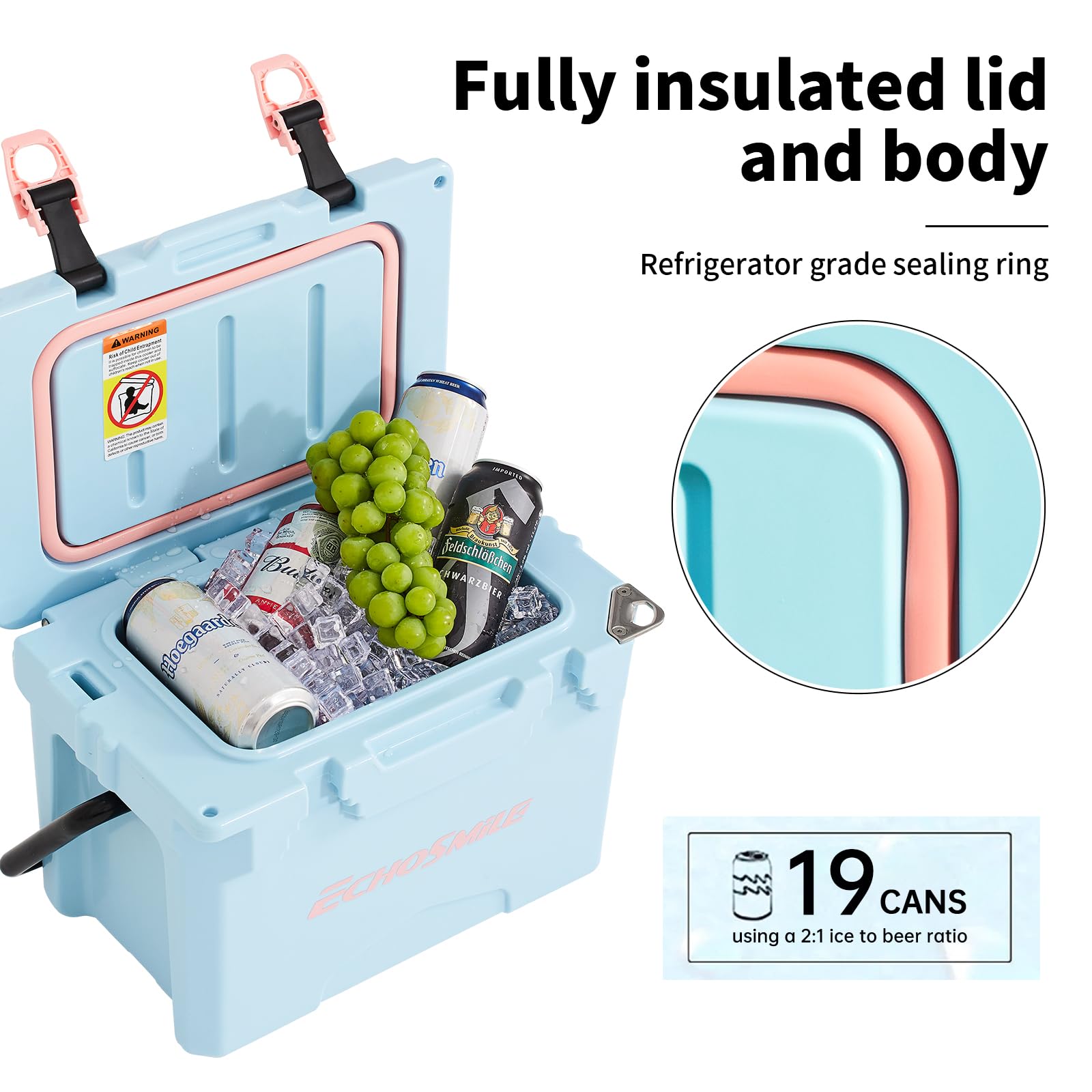 EchoSmile lid with ruler embedded aids packing and organization