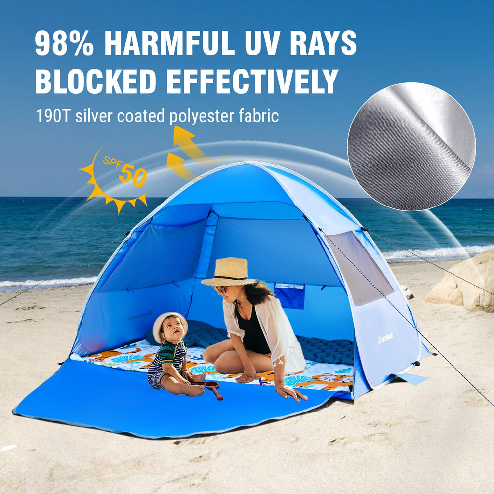 EchoSmile pop-up beach tent folded compactly for effortless travel.