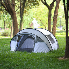 EchoSmile pop-up tent interior space with room for six sleeping bags.