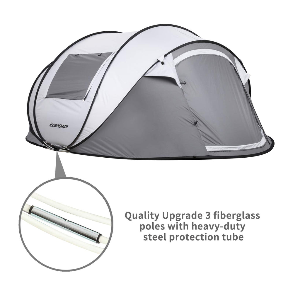 EchoSmile pop-up tent pole upgrade emphasizes durability and stability.