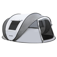 EchoSmile pop-up tent setup shows instant shelter in about 10 seconds.
