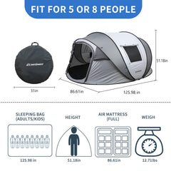 EchoSmile pop-up tent ventilation with mesh windows for cross airflow.
