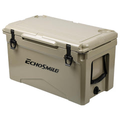 EchoSmile rotomolded cooler 25qt side view with secure latches for easy transport.