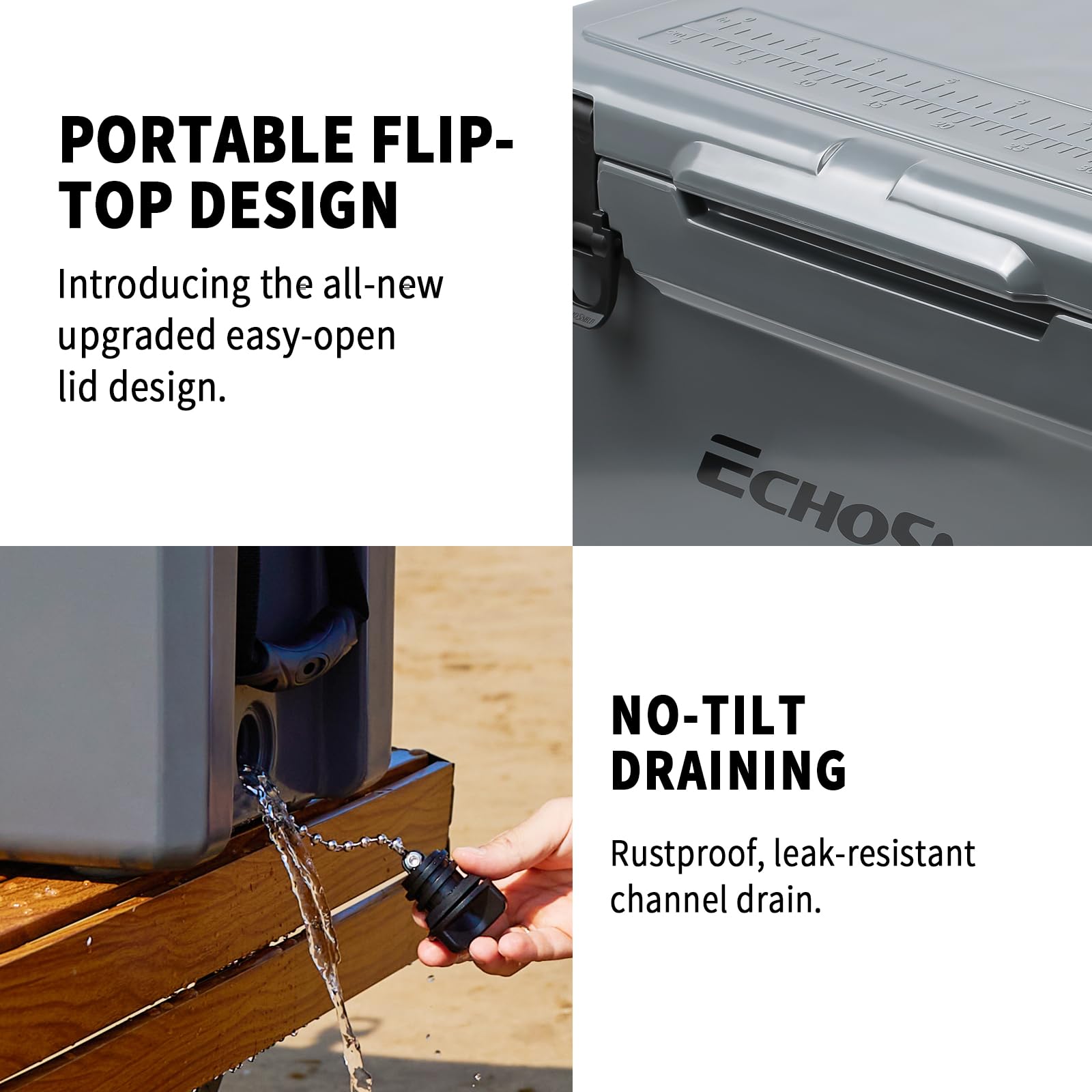 EchoSmile seat-grade lid supports heavy use, up to 310 pounds.