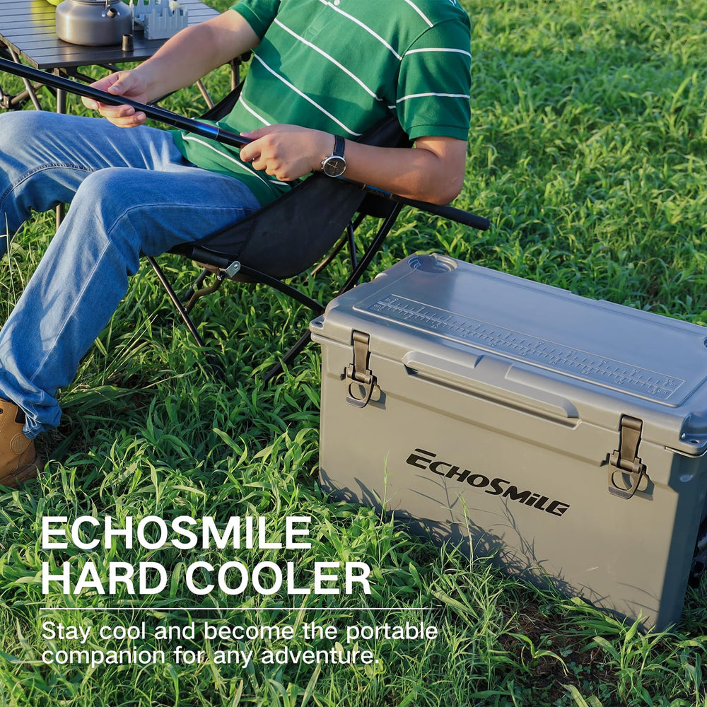 EchoSmile cooler with two molded cup holders for beverages on the go.