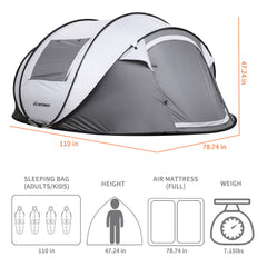 EchoSmile interior shows roomy 110x78 inch space for comfortable sleeping.