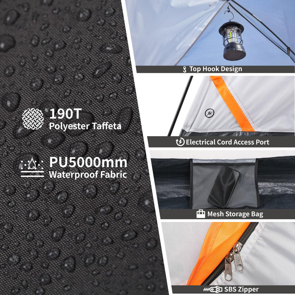 EchoSmile tent pole connections enable quick, tool-free setup.