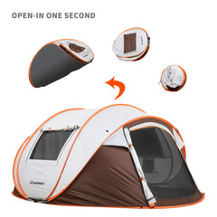 EchoSmile tent interior with dimensions highlights spacious room for four sleeping pads.