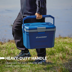 EchoSmile Ultra-Light Cooler 20L on a beach scene illustrates portable cooling.