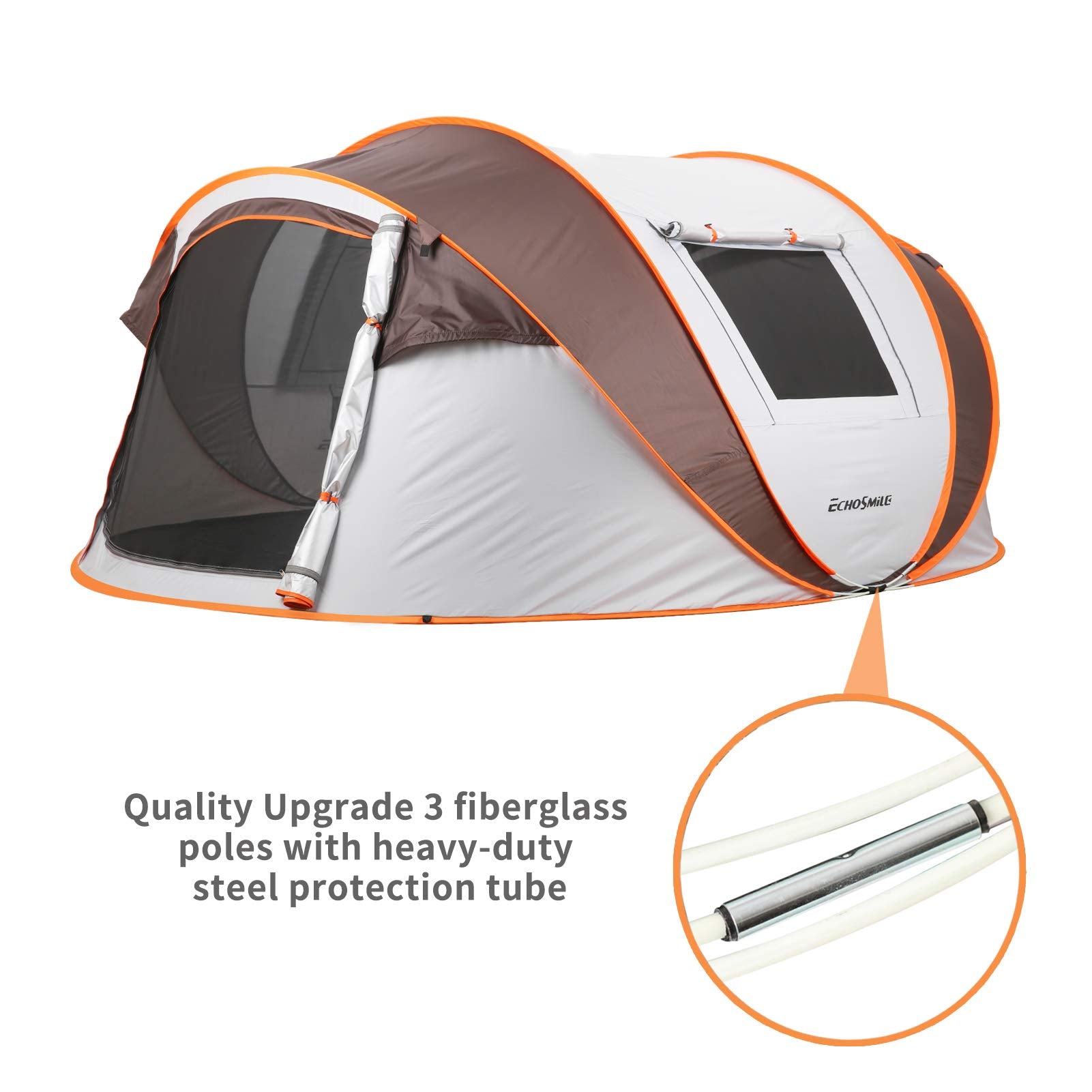 EchoSmile water-resistant dome tent on a mild day showing rain protection.