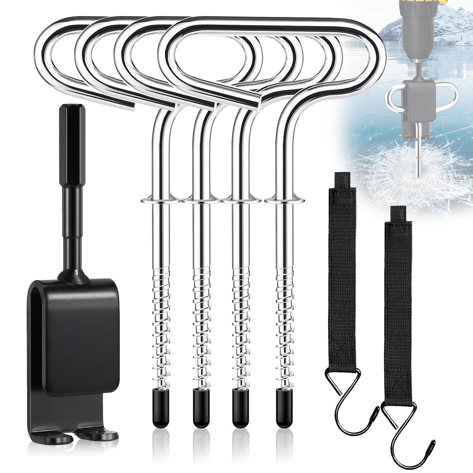 Ecmln 7PCS Ice Anchor Tool Kit product overview