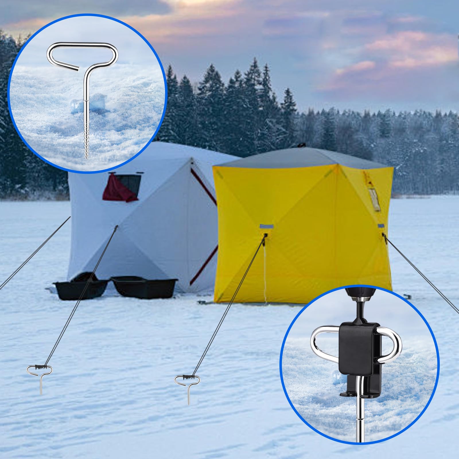 Versatile ice anchor kit for tents canopies and shelters