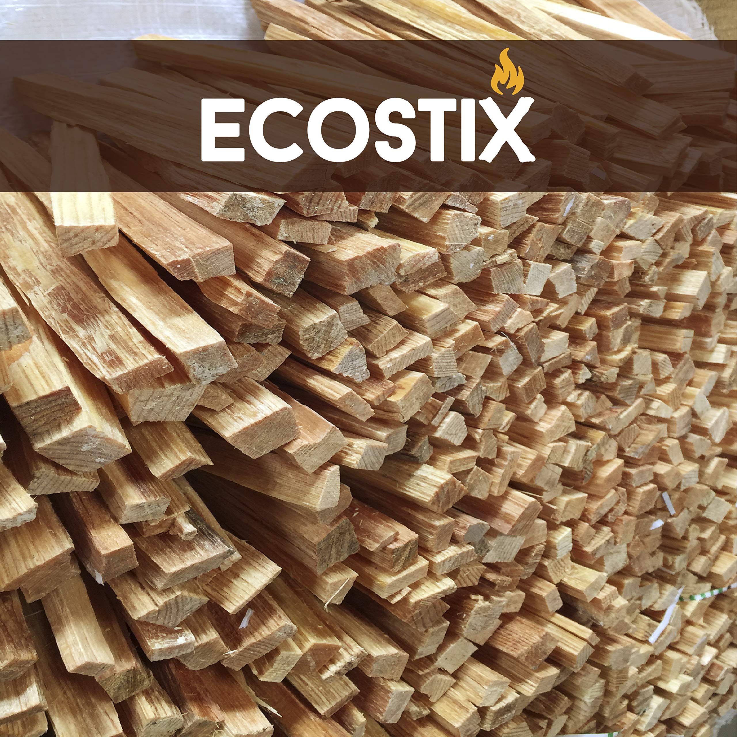 Eco-Stix crisscross kindling at the bottom for easy ignition.