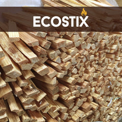 Eco-Stix crisscross kindling at the bottom for easy ignition.