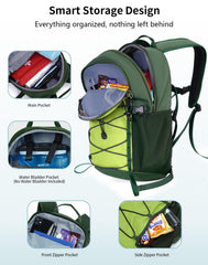 ECOHUB small hiking backpack ergonomic back panel keeps you cool.