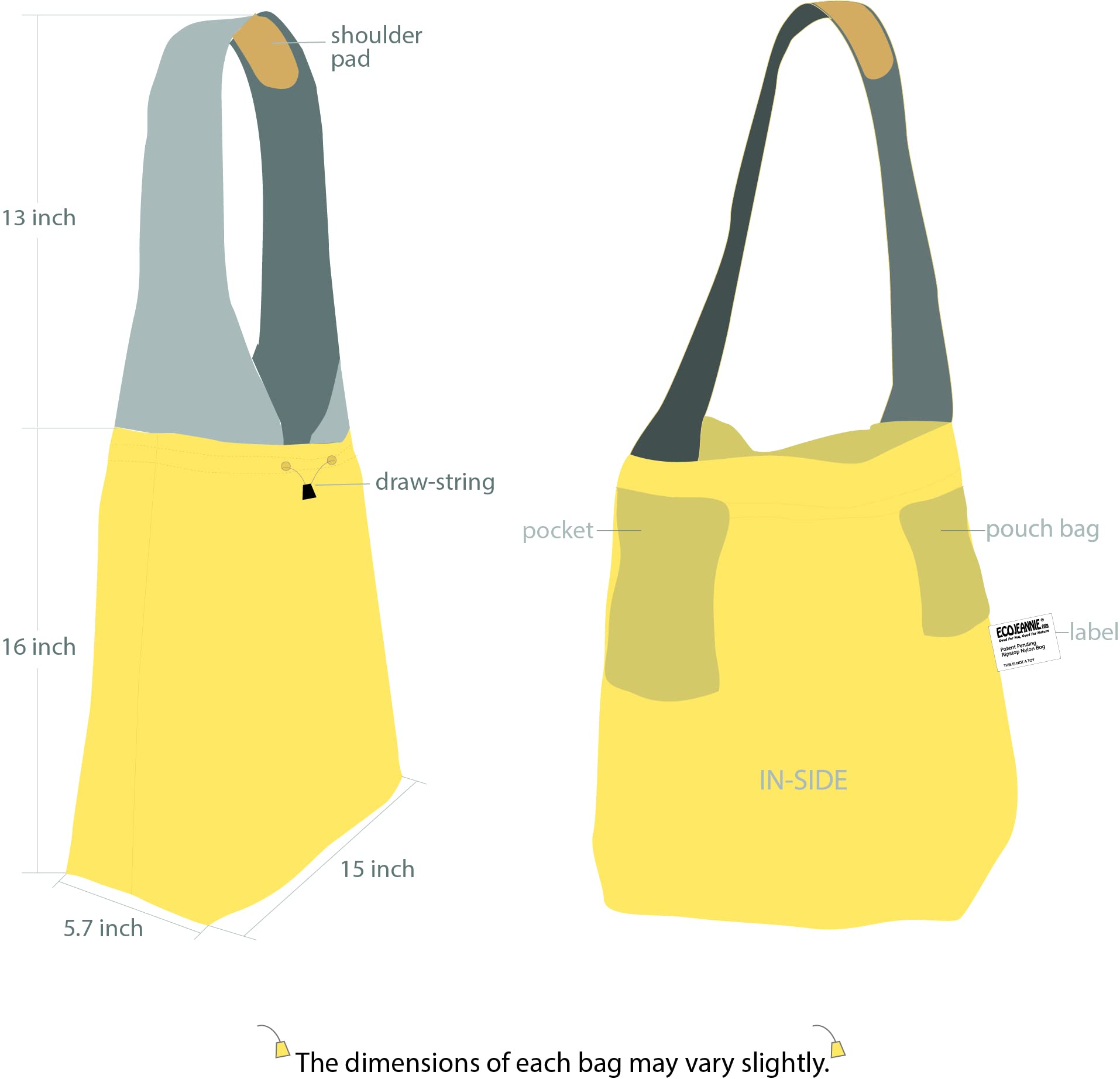 EcoJeannie drawstring rim for secure closure