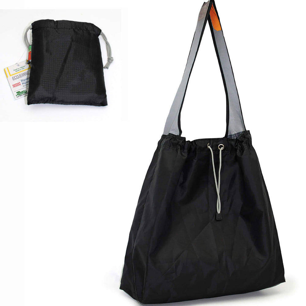 EcoJeannie foldable bag with built-in pouch for easy carry