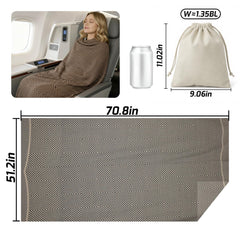 ECONVCE 53x72 travel blanket laid out for full-body comfort on flights.