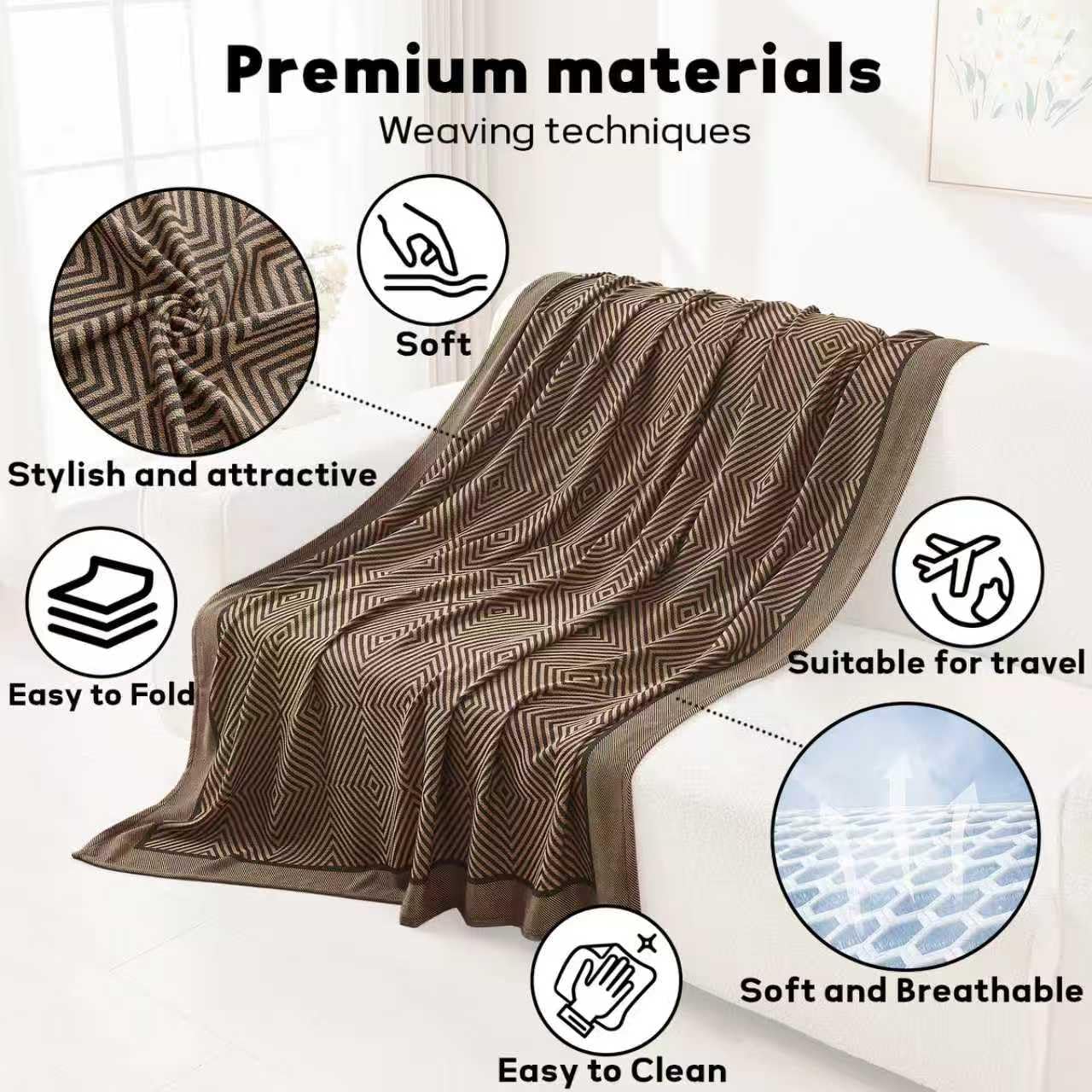 ECONVCE knit blanket shows breathable, plush warmth for comfortable outdoor moments.