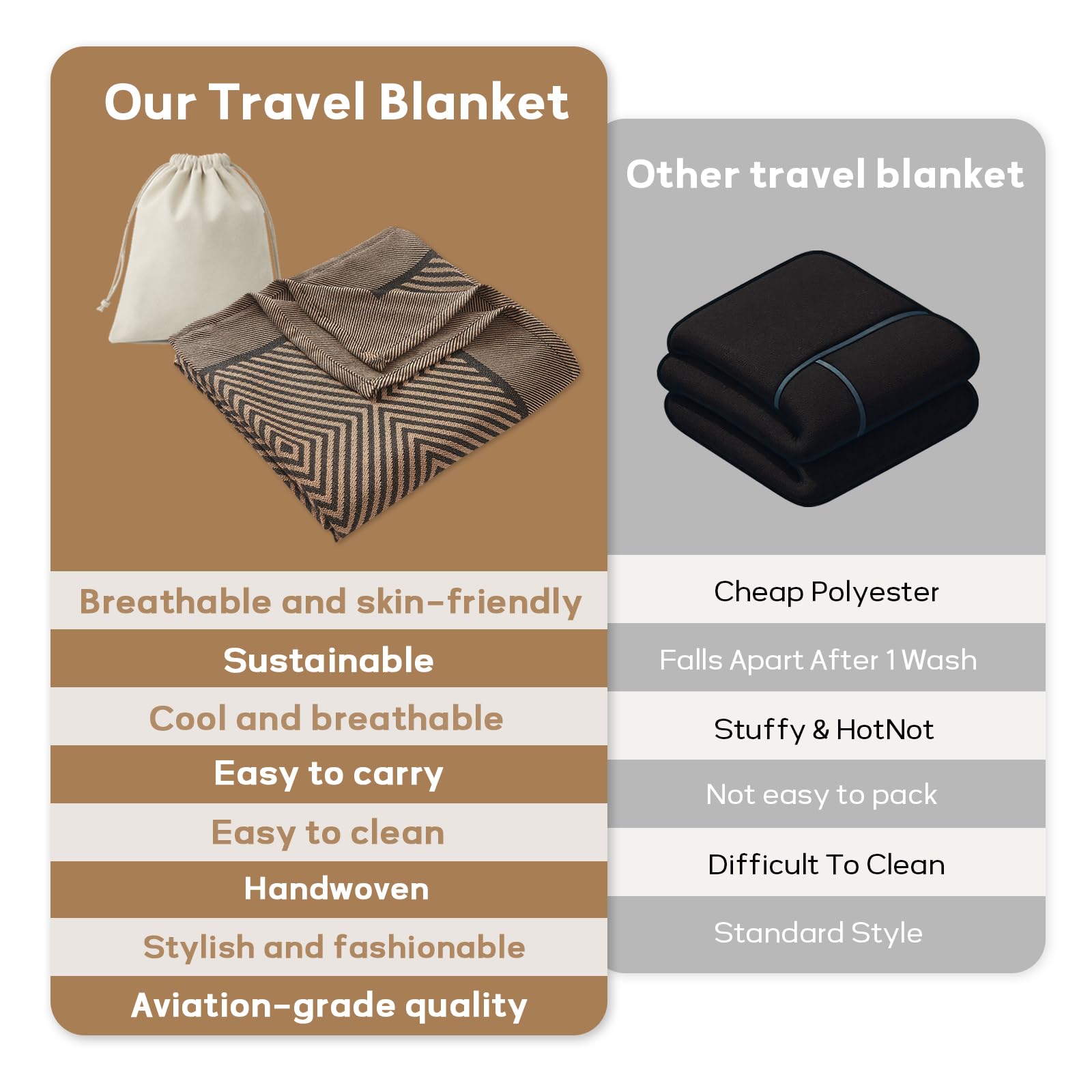 ECONVCE blanket worn as scarf wrap for versatile on-the-go warmth.