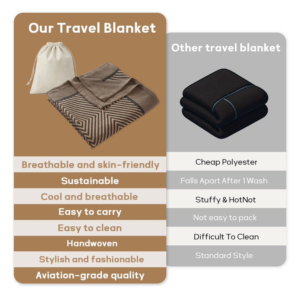 ECONVCE blanket worn as scarf wrap for versatile on-the-go warmth.