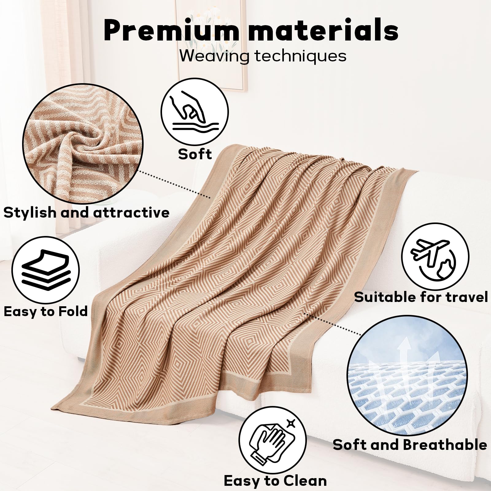 ECONVCE travel blanket tucked in its pouch for camping or road trips.
