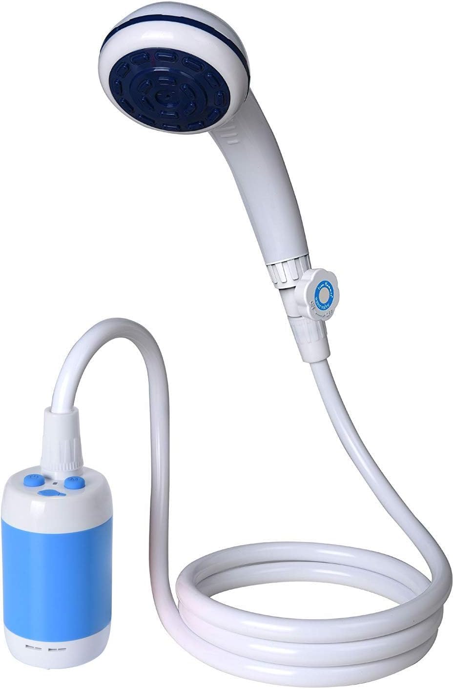 EcoTrek portable shower front view shows compact camping design for easy storage