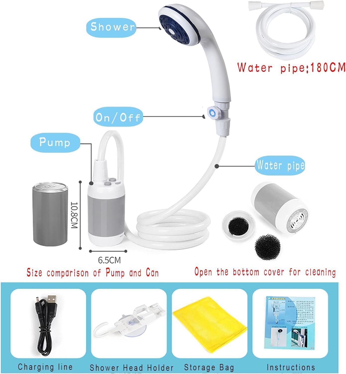 EcoTrek portable shower head grey provides versatile water delivery during camping trips.