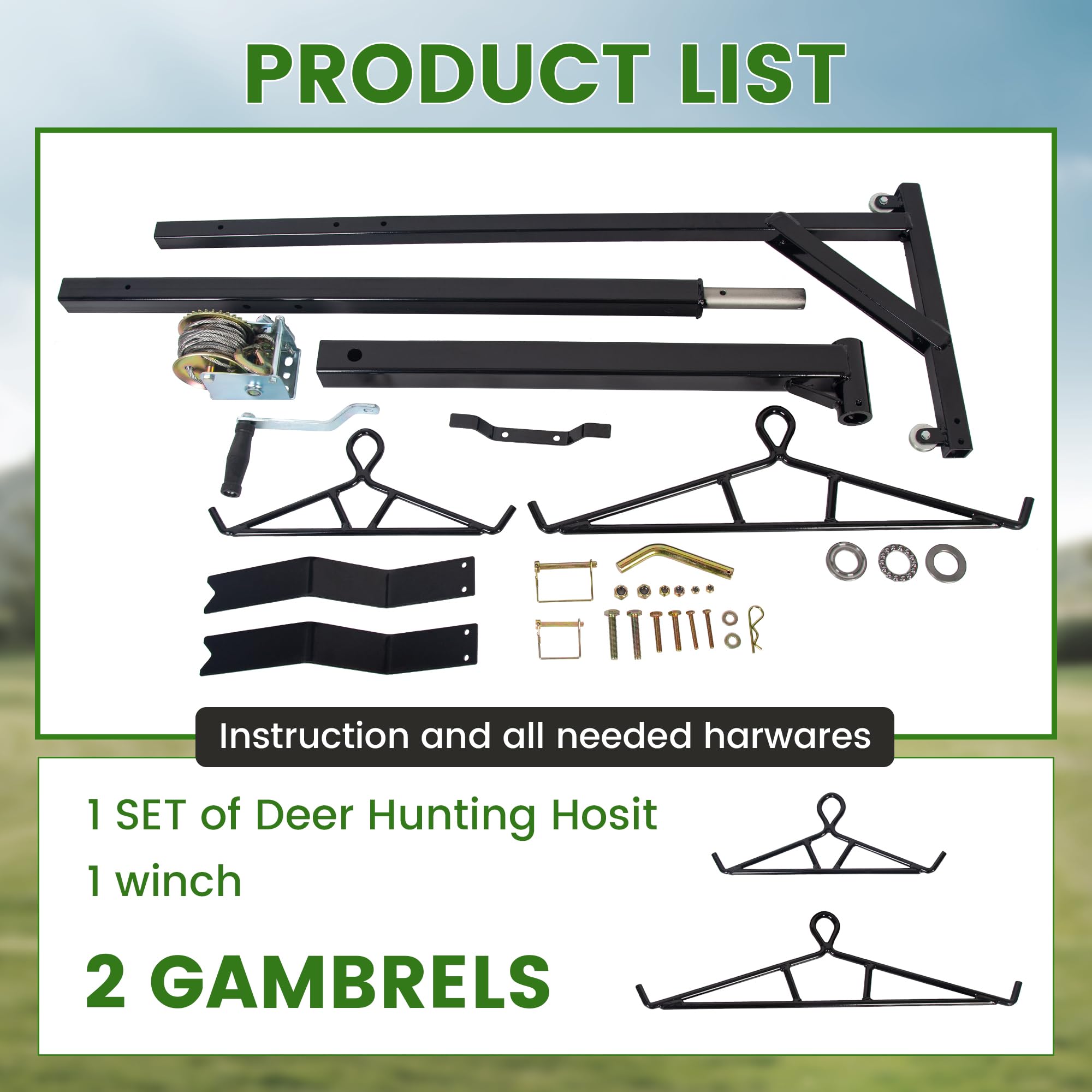 ECOTRIC gambrel set with winch supports skinning and cleaning game safely