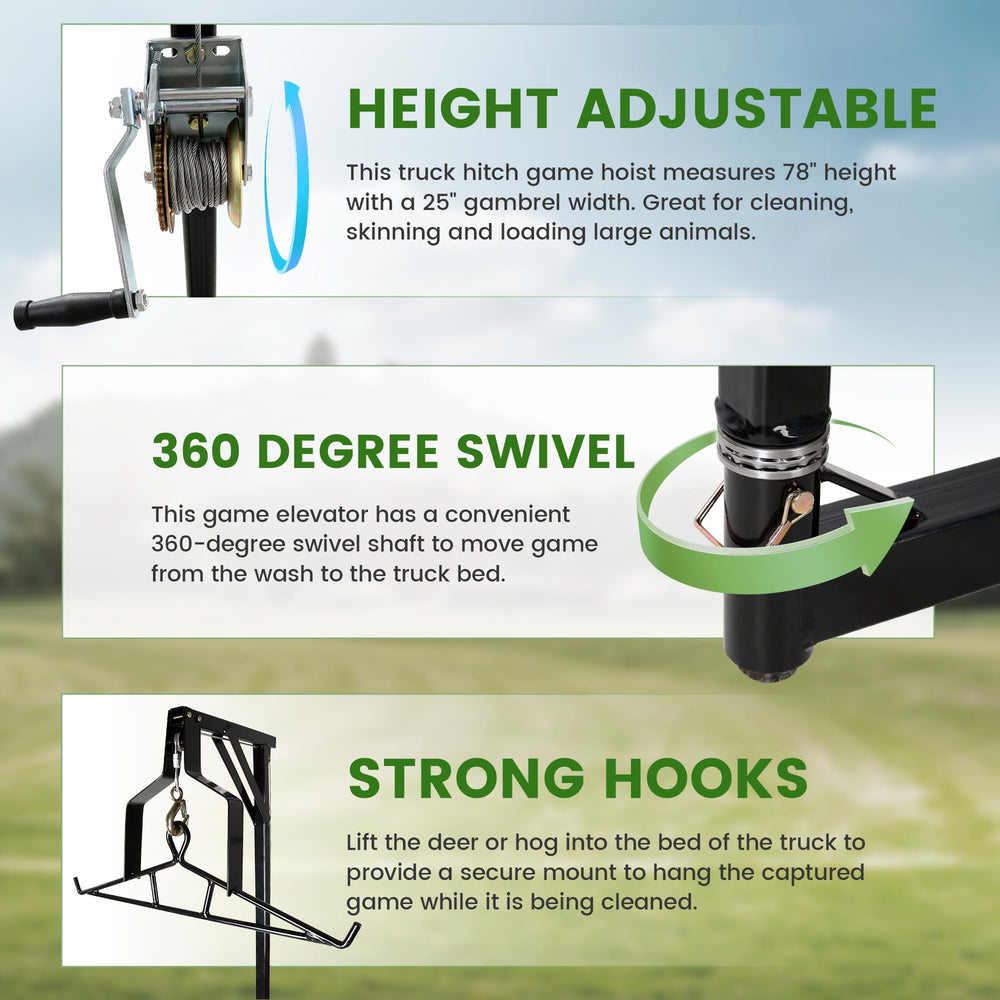 ECOTRIC height adjustable hoist fits 2in receivers for versatile positioning