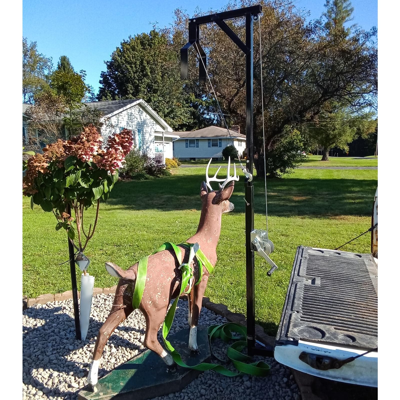 Durable black powder-coated steel construction