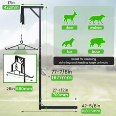 Swiveling 360-degree shaft deer hoist for cleaning or loading