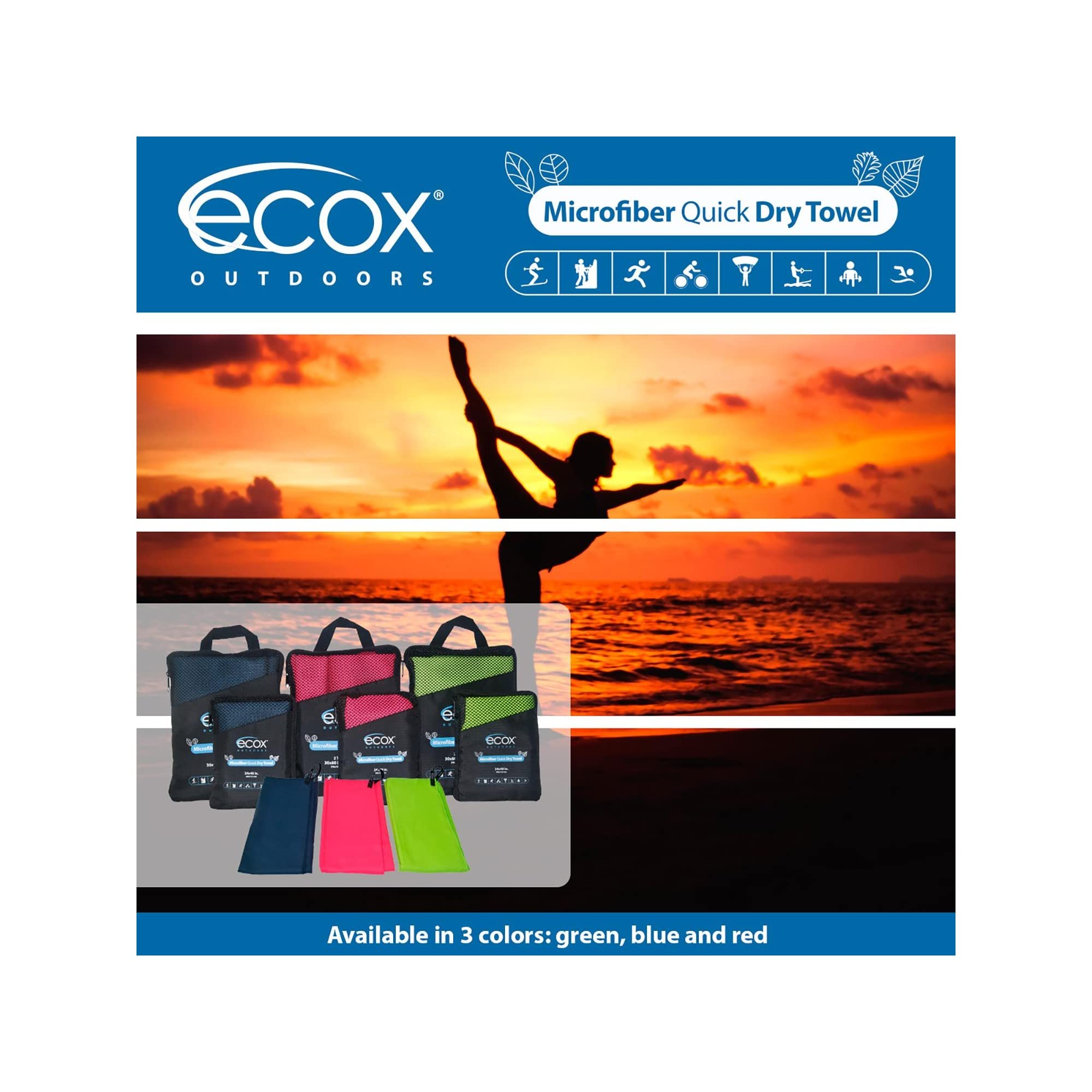 ecox Outdoors towel on beach towel use with sand removal
