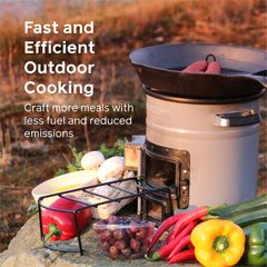 EcoZoom Rocket Stove insulated-body highlights heat retention for faster boil times.
