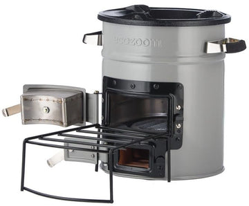 EcoZoom Rocket Stove outdoor-setup enables quick, fuel-efficient camp cooking.
