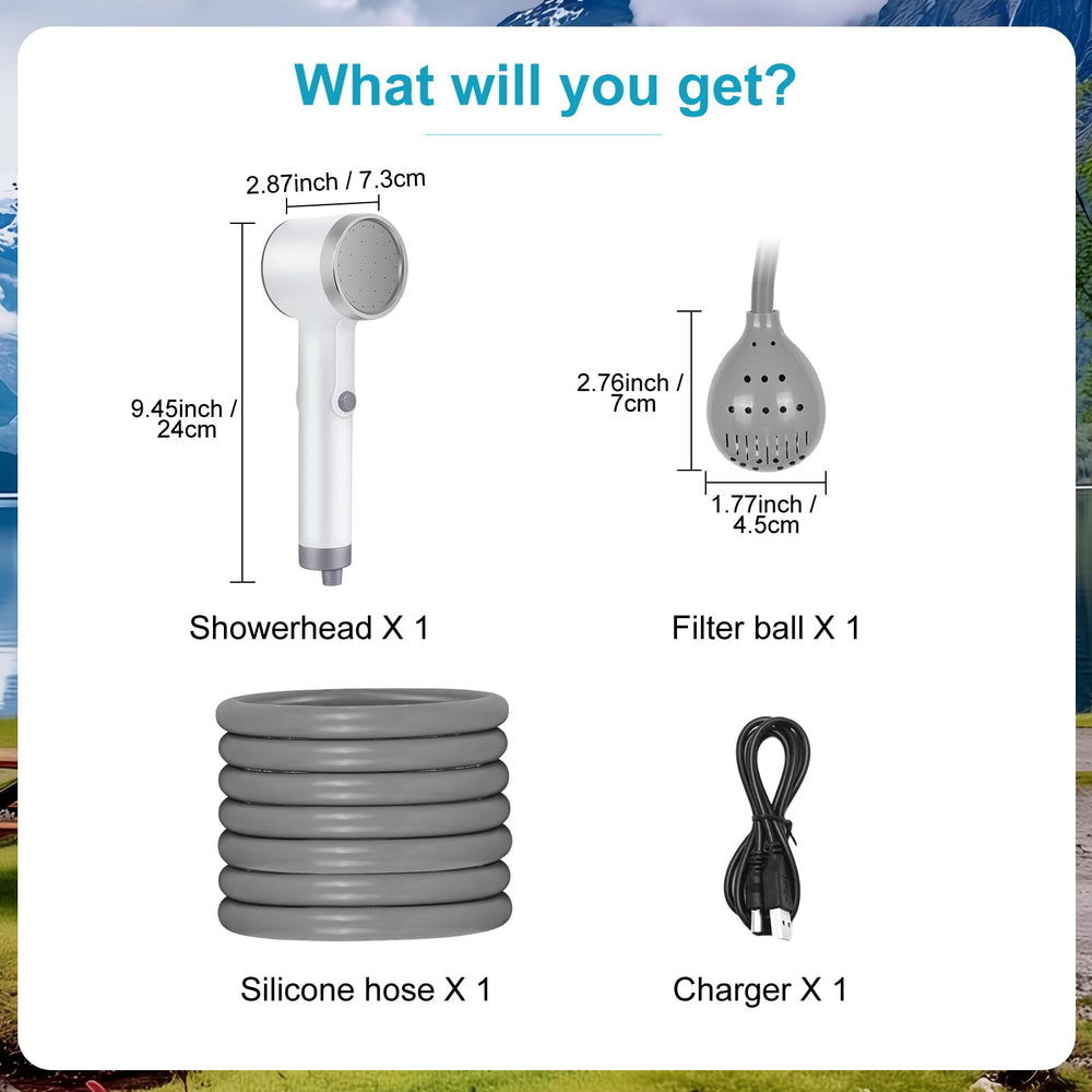 Ecumavin portable shower pump-compact-size, lightweight design fits backpacks for camping.