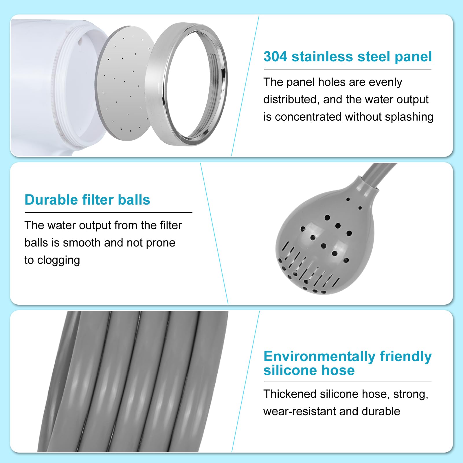 Ecumavin portable shower pump detachable-head with stainless steel, easy cleaning.