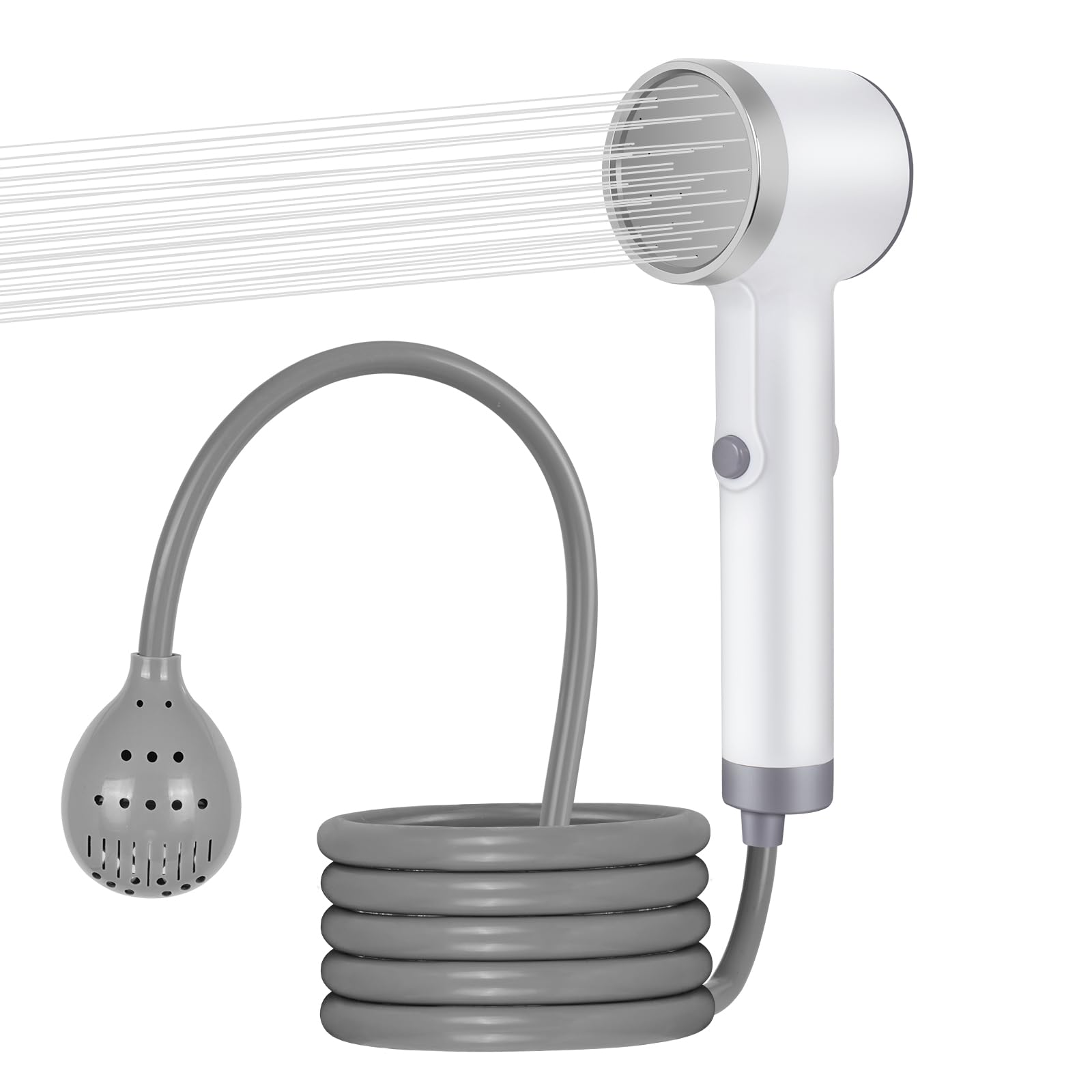 Ecumavin portable shower pump with high-flow motor for camping rinses.