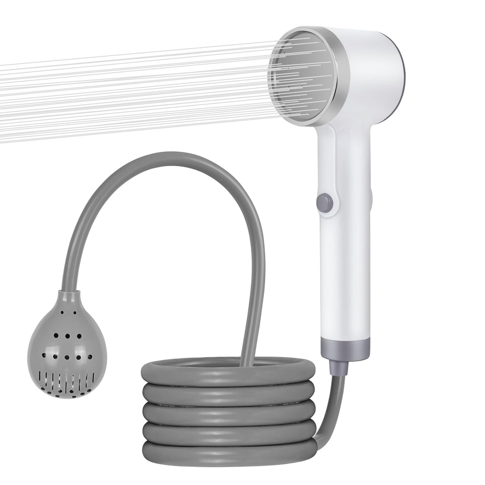 Ecumavin portable shower pump with high-flow motor for camping rinses.