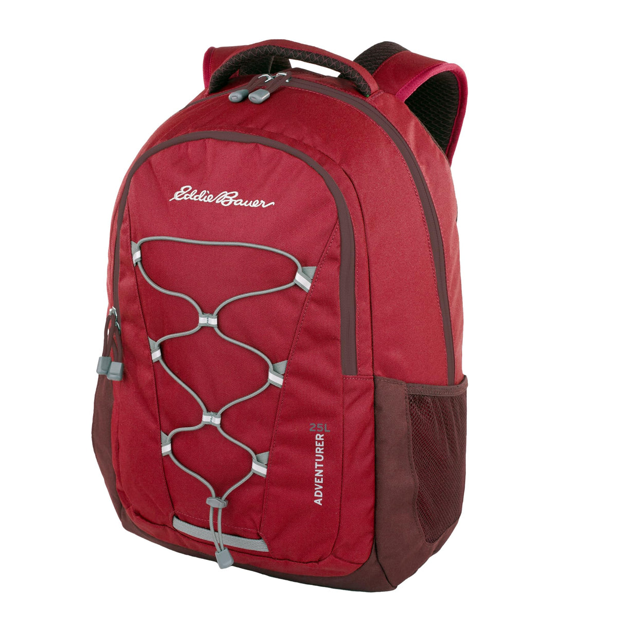 Eddie Bauer Adventurer backpack front view showing weather-ready design for dry gear on hikes.