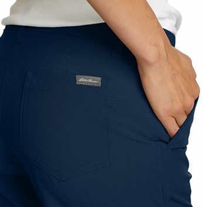 Eddie Bauer Capri pants packable and lightweight blue ideal for travel and hiking.