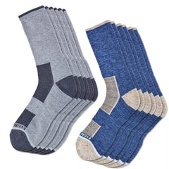 Eddie Bauer men's trail socks six-pack with a cushioned sole for all-day hiking comfort.
