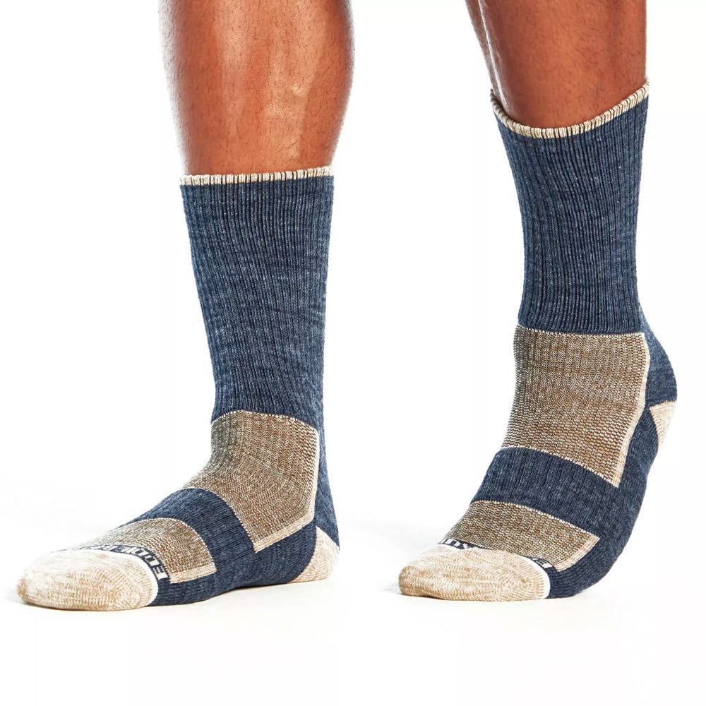 Eddie Bauer men's trail socks six-pack featuring reinforced heel for added durability on rugged treks.