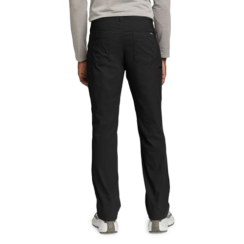 Eddie Bauer Rainier Lined Pants side view highlighting mobility and articulated knees.
