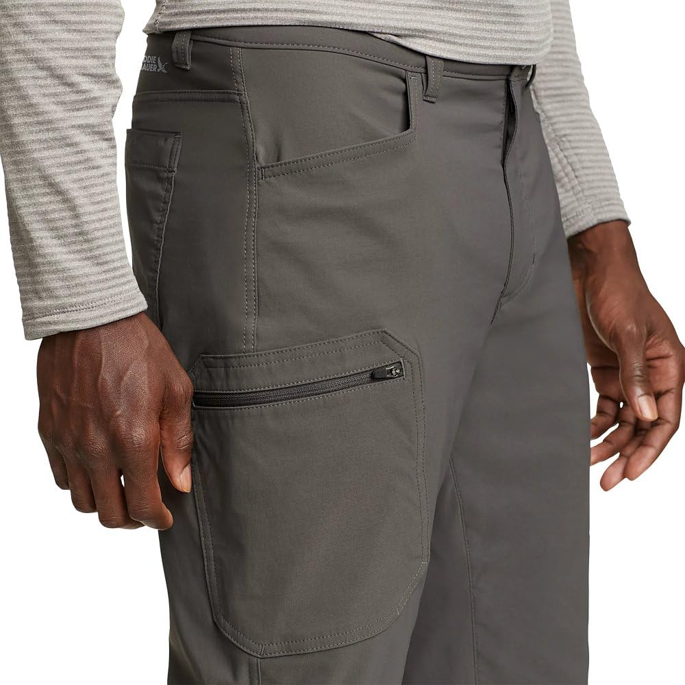 Eddie Bauer Rainier pants with articulated knees for enhanced mobility.