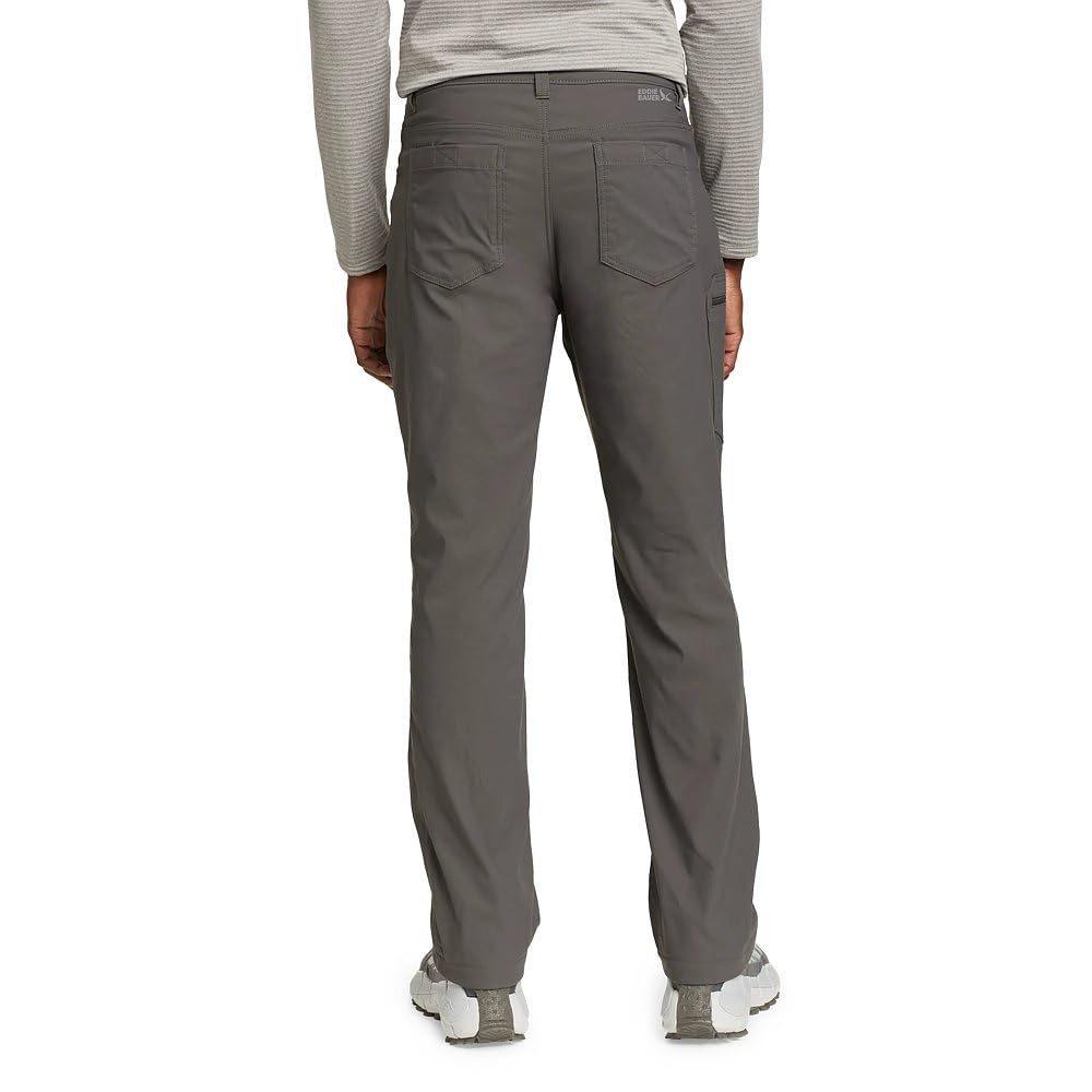 Eddie Bauer Rainier pants with StormRepel DWR for moisture shedding.