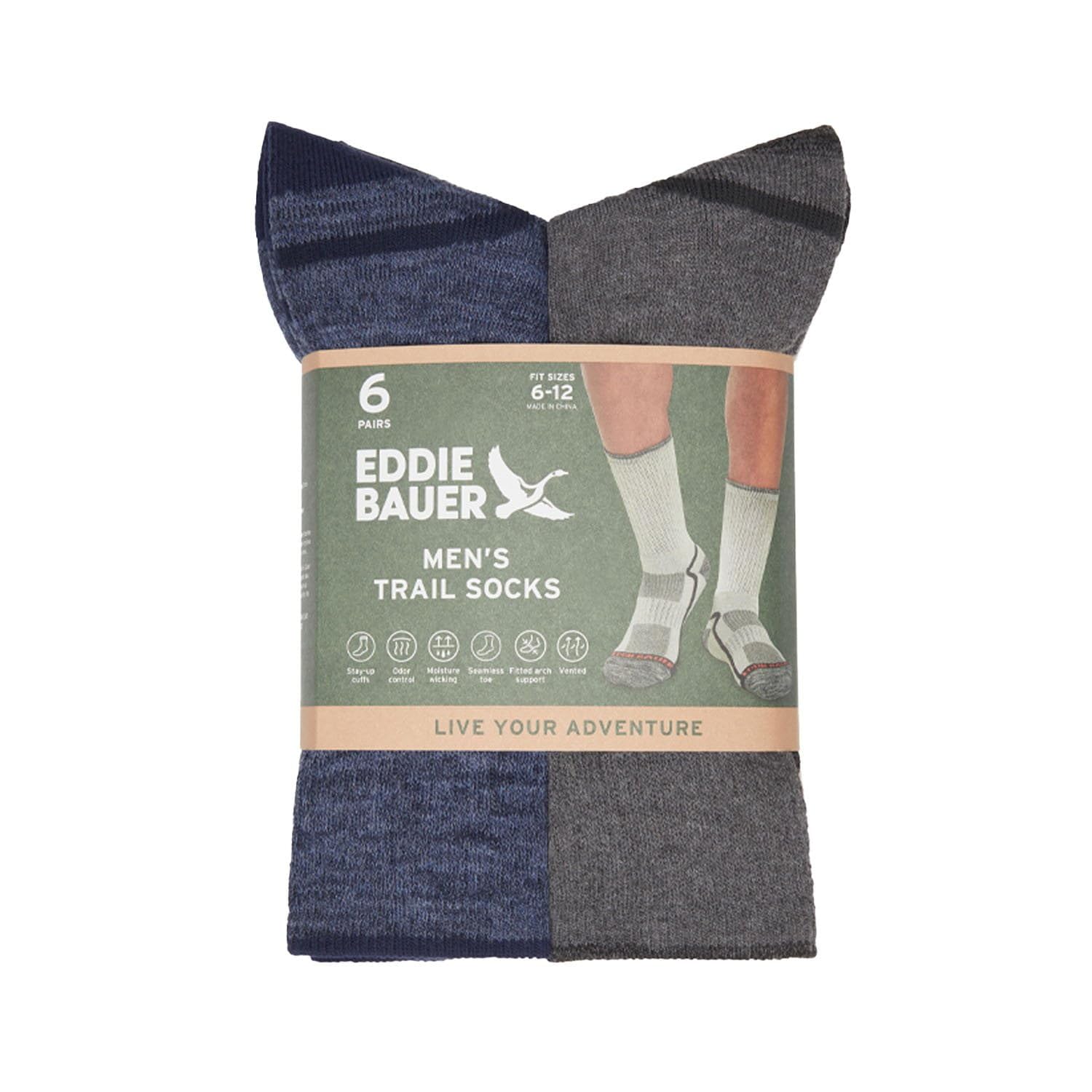 Eddie Bauer Trail Socks blue pack mid-calf length protects against debris