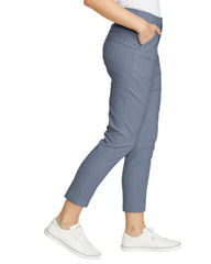 Eddie Bauer Horizon pant side view showing stretch fabric for movement.