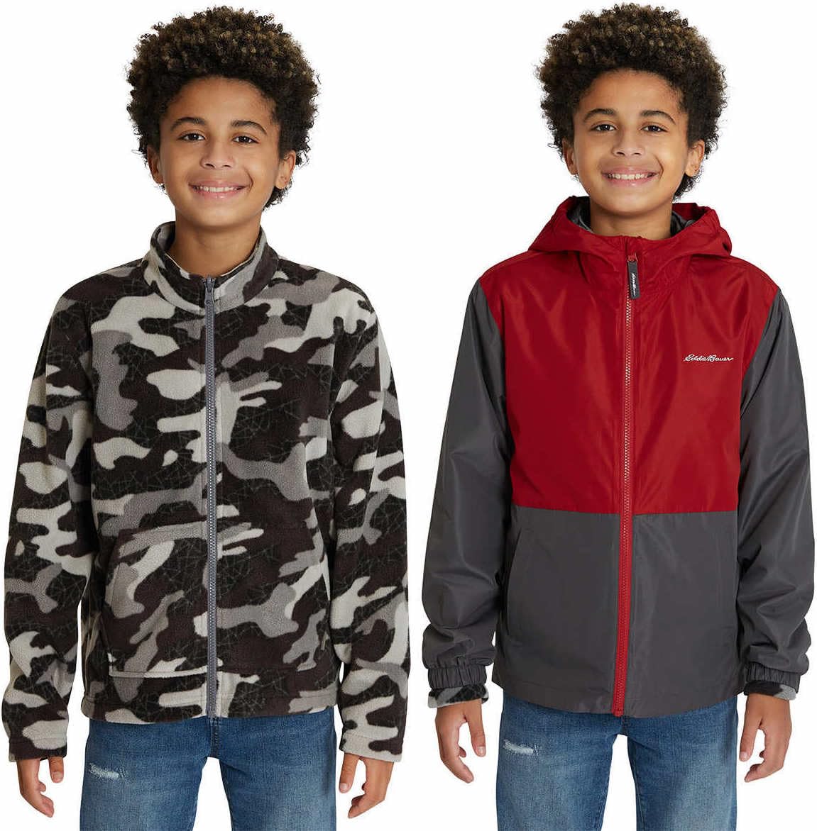 Eddie Bauer Youth Lone Peak 3-in-1 jacket chili pepper shell protects against rain during outdoor play