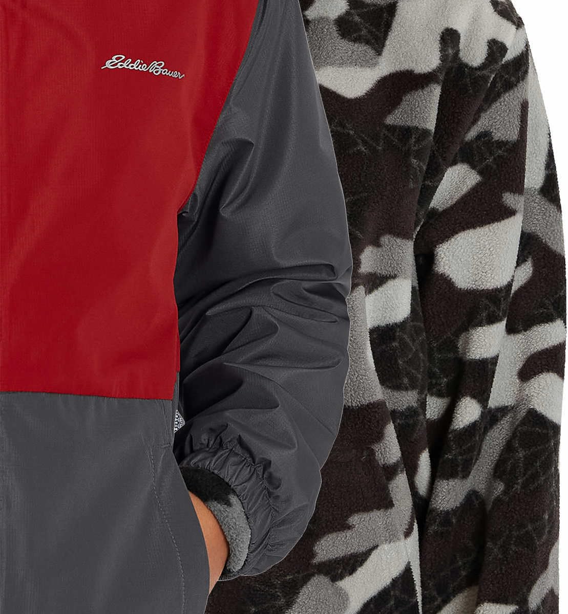 Eddie Bauer Youth Lone Peak 3-in-1 jacket kid wearing outside demonstrates versatile layering
